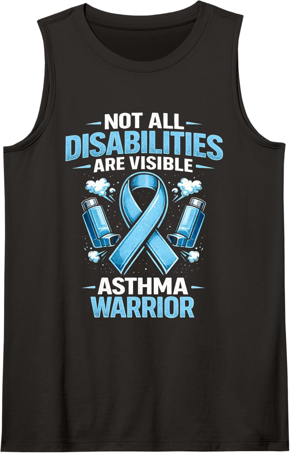 Asthma Awareness Not All Disabilities are Visible Warrior Sleeveless Tank Top - Black