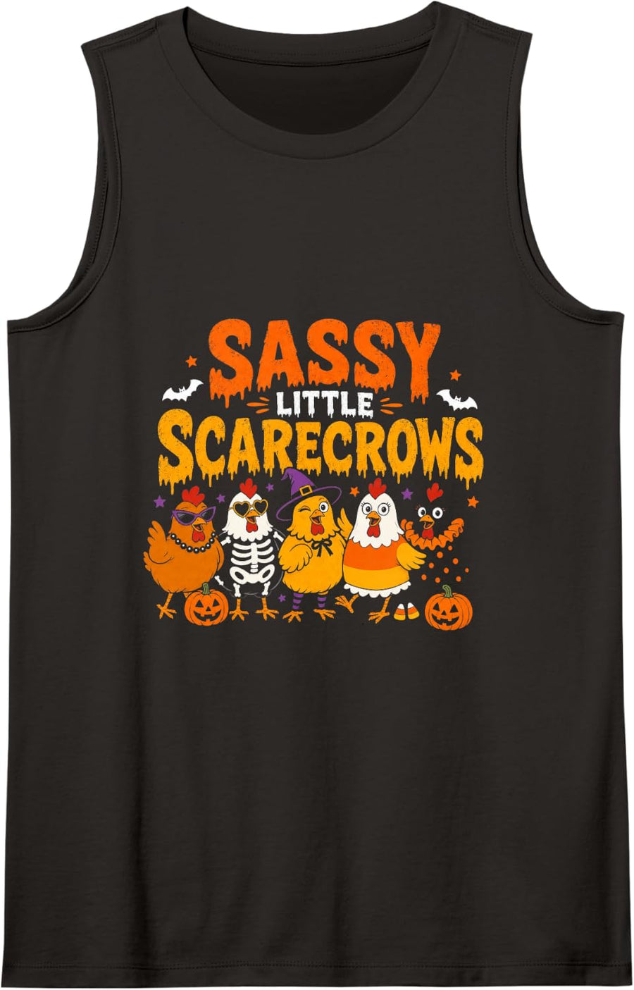 Chickens Halloween Sassy scarecrows Hen Lover Costume Tank Top - Black