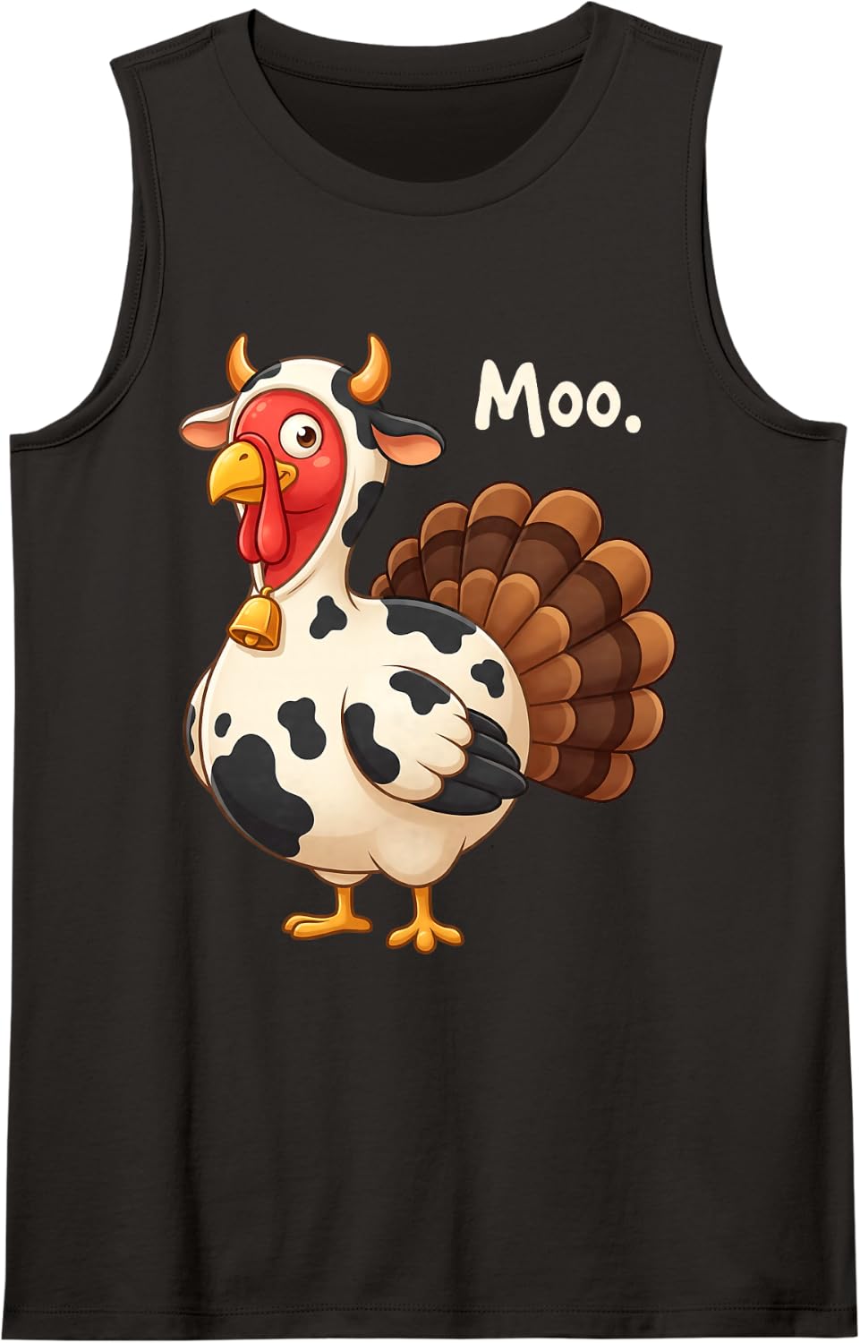Turkey Moo Funny Thanksgiving Moo Turkey Cow Tank Top - Black