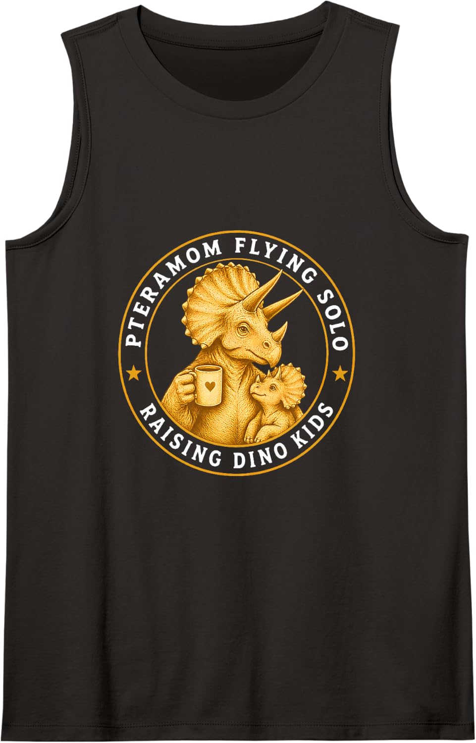 Pteramom Flying Solo Raising Dino Kids Funny Dinosaur Mom Sleeveless Tank Top - Black