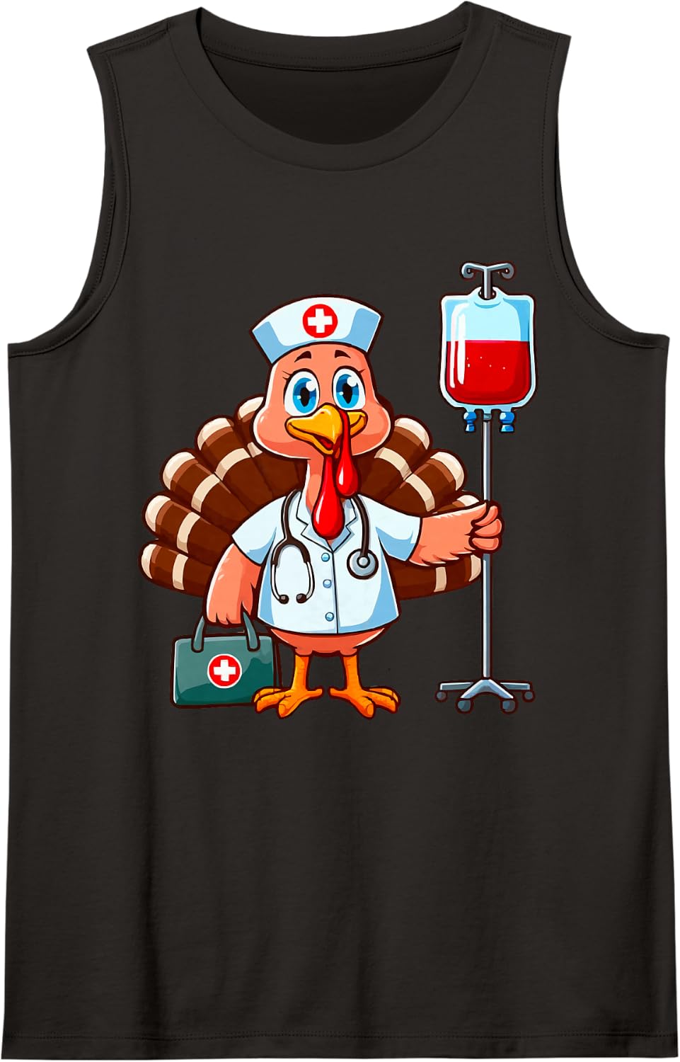 Happy Thanksgiving Nurse Turkey Day Family Dinner Funny Tee Sleeveless Tank Top - Black