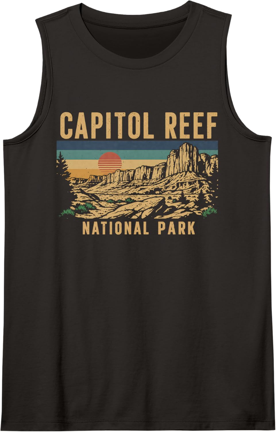 Capitol Reef National Park for Hikers Campers Nature Lovers Sleeveless Tank Top - Black