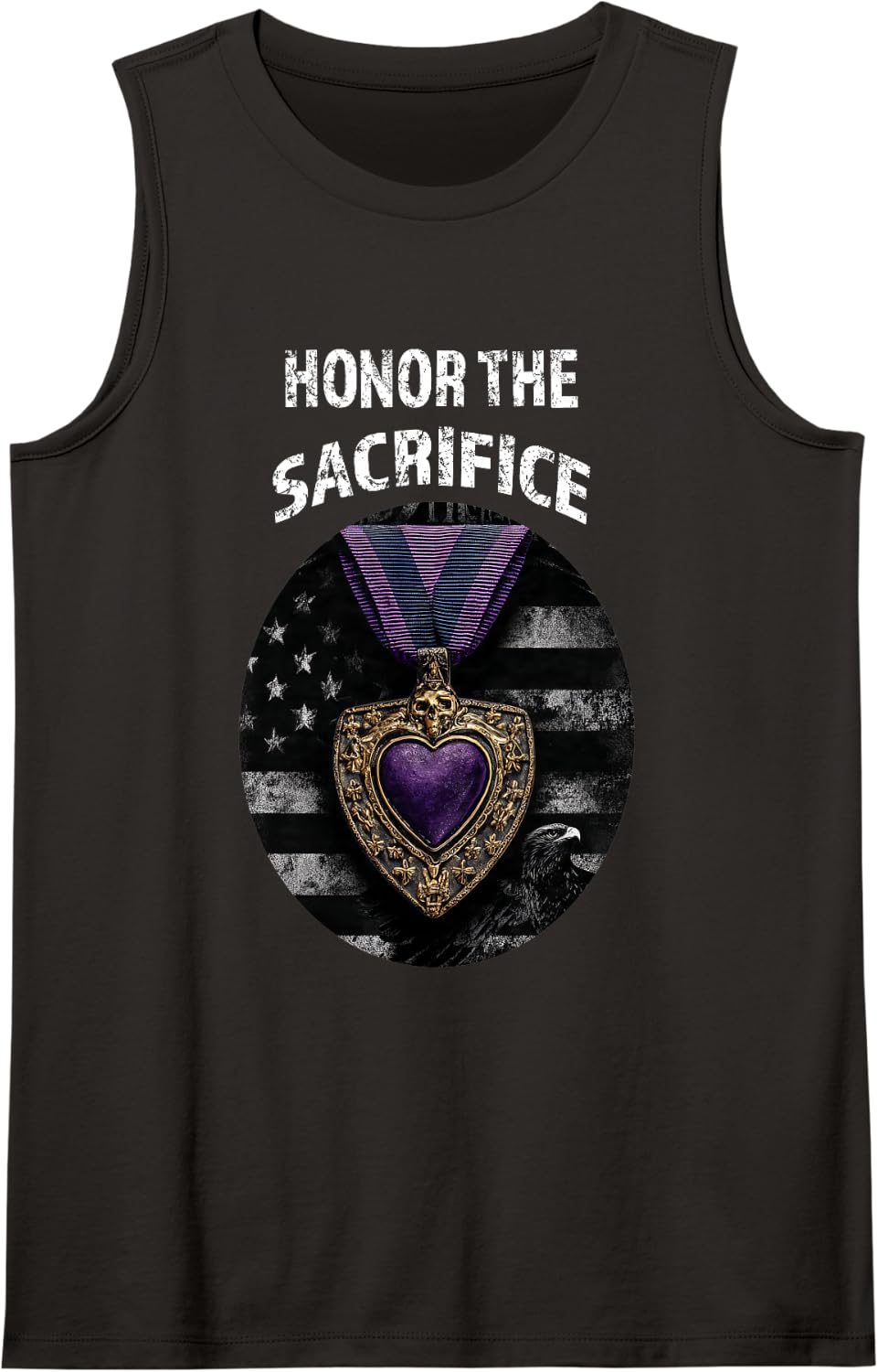 Purple Heart Day August 7 2025 Military Memorial Day Honor Sleeveless Tank Top - Black