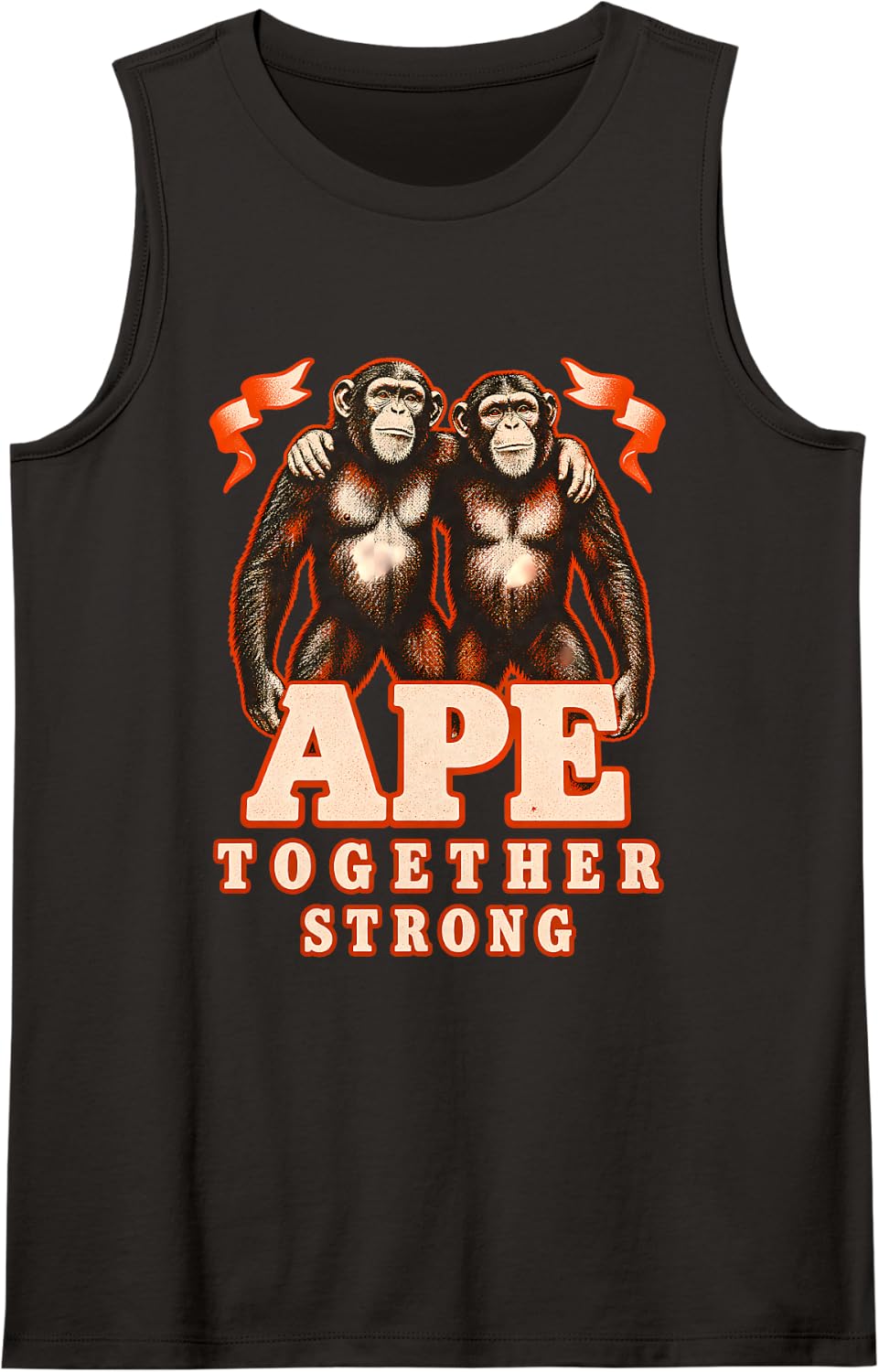 Ape Together Strong Chimpanzee Friendship Bonding Sleeveless Tank Top - Black
