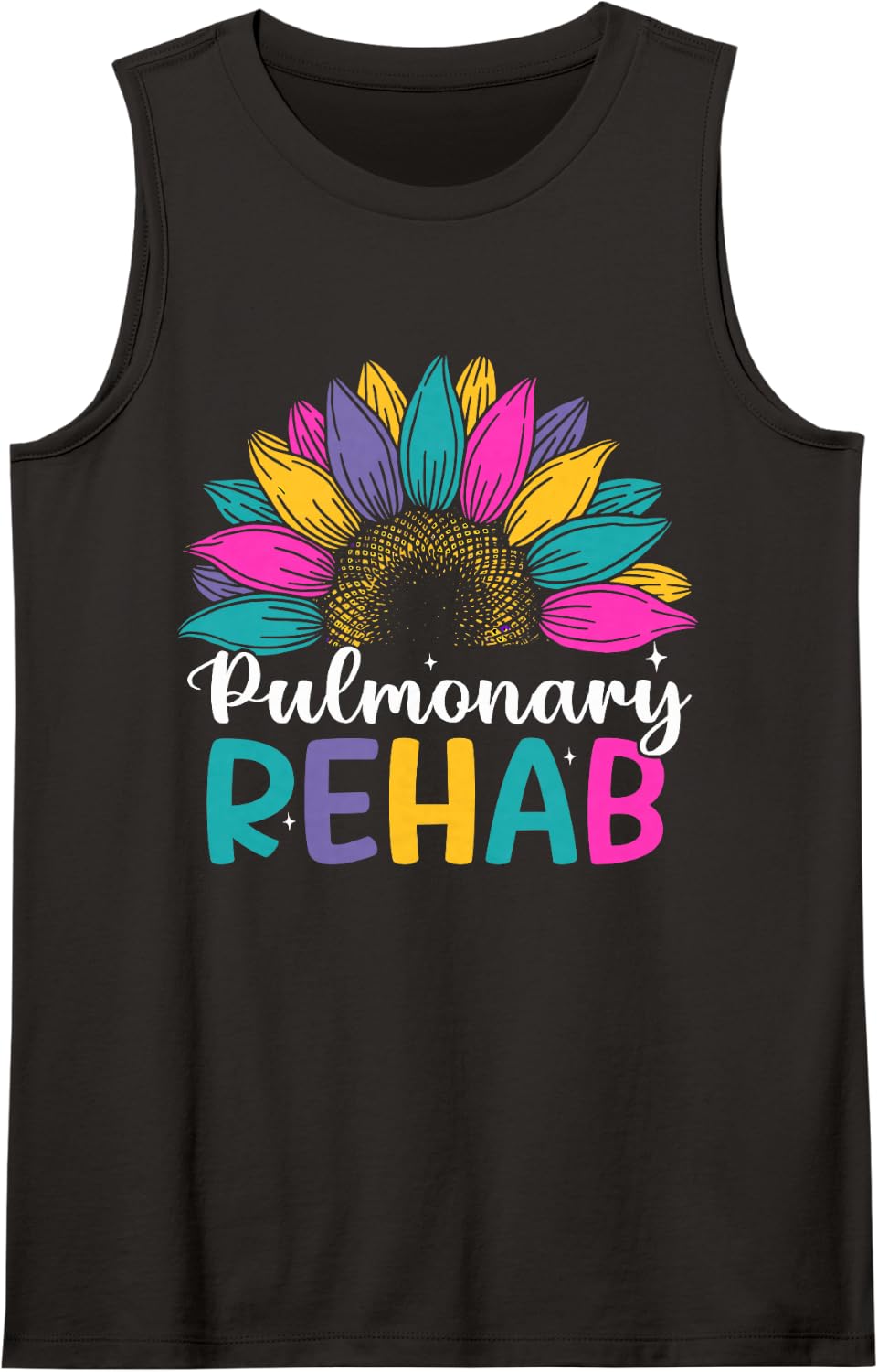 Respiratory Therapist Pulmonary Rehab Rehabilitation Flower Sleeveless Tank Top - Black