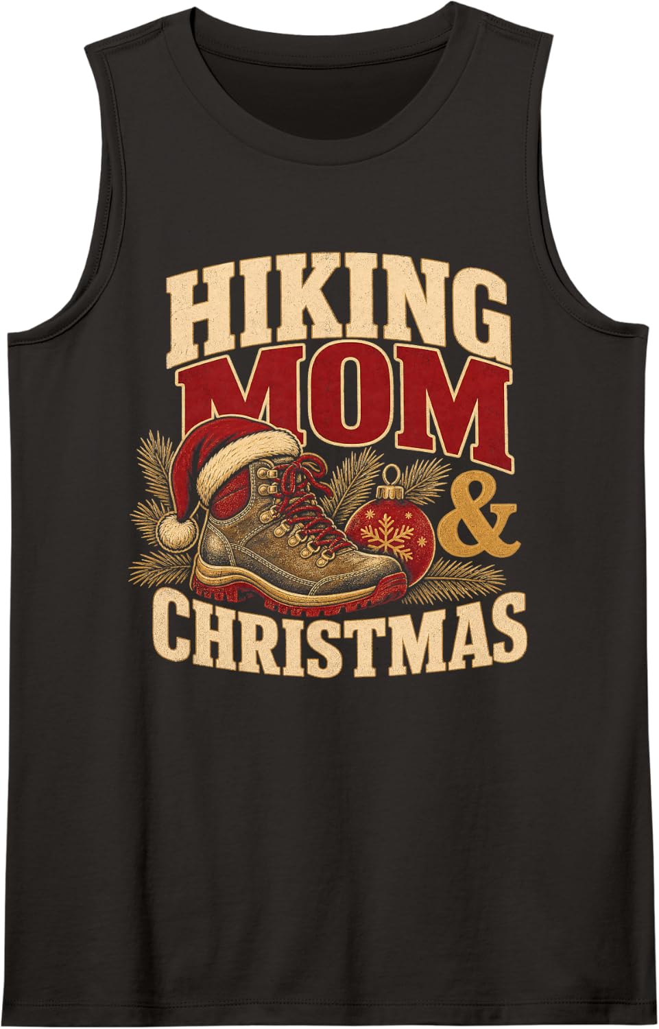 Hiking Mom Christmas Sleeveless Tank Top - Black