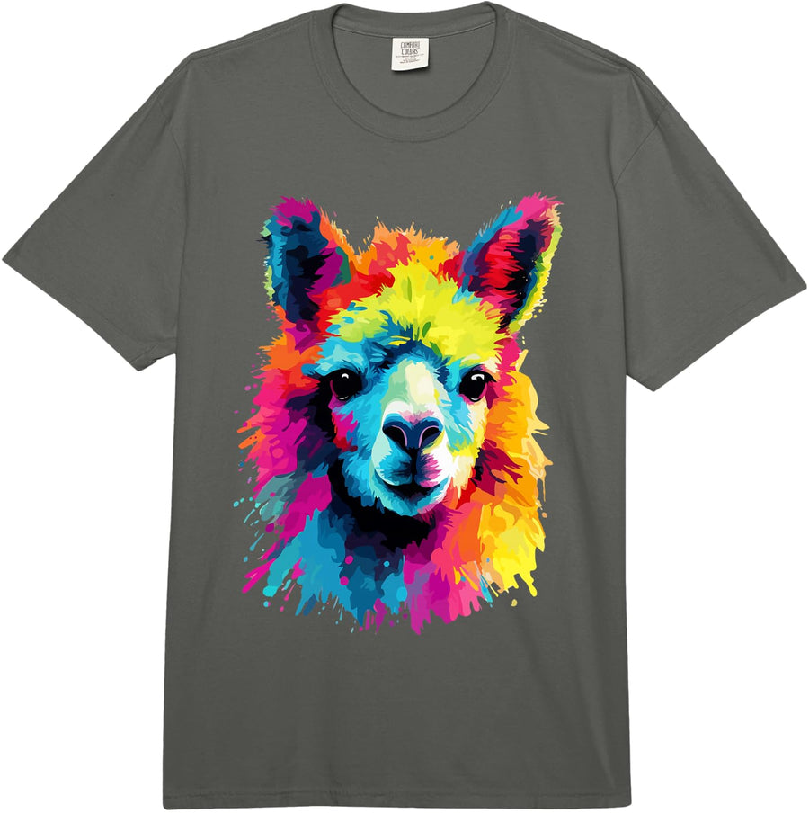 Pop Art Alpaca, Cute Alpaca and Llama Comfort Colors Adult Heavyweight T-Shirt - Adult Unisex Dark Grey