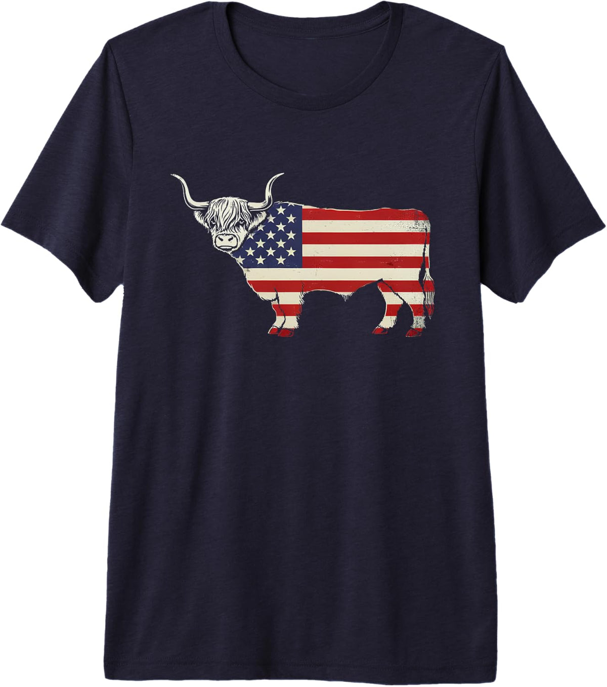 Highland Cow Mom USA Premium Tri-Blend T-Shirt - Navy Blue