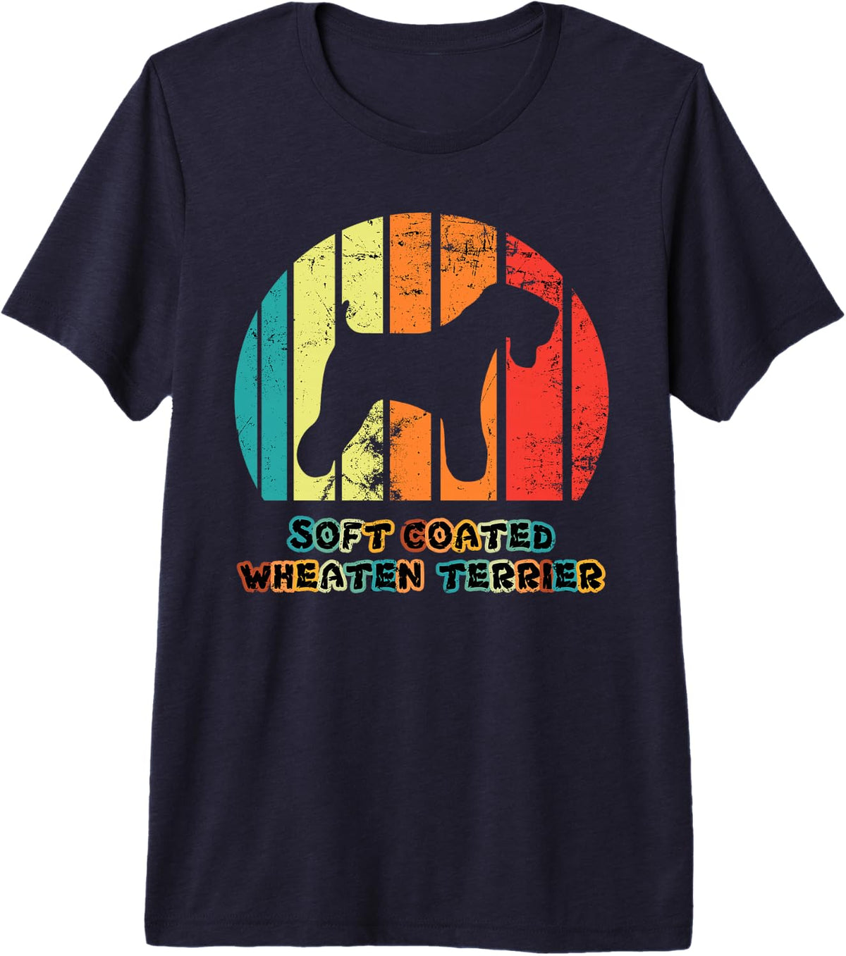 Soft-Coated Wheaten Terrier – Vintage Retro Sunset Dog Premium Tri-Blend T-Shirt - Navy Blue