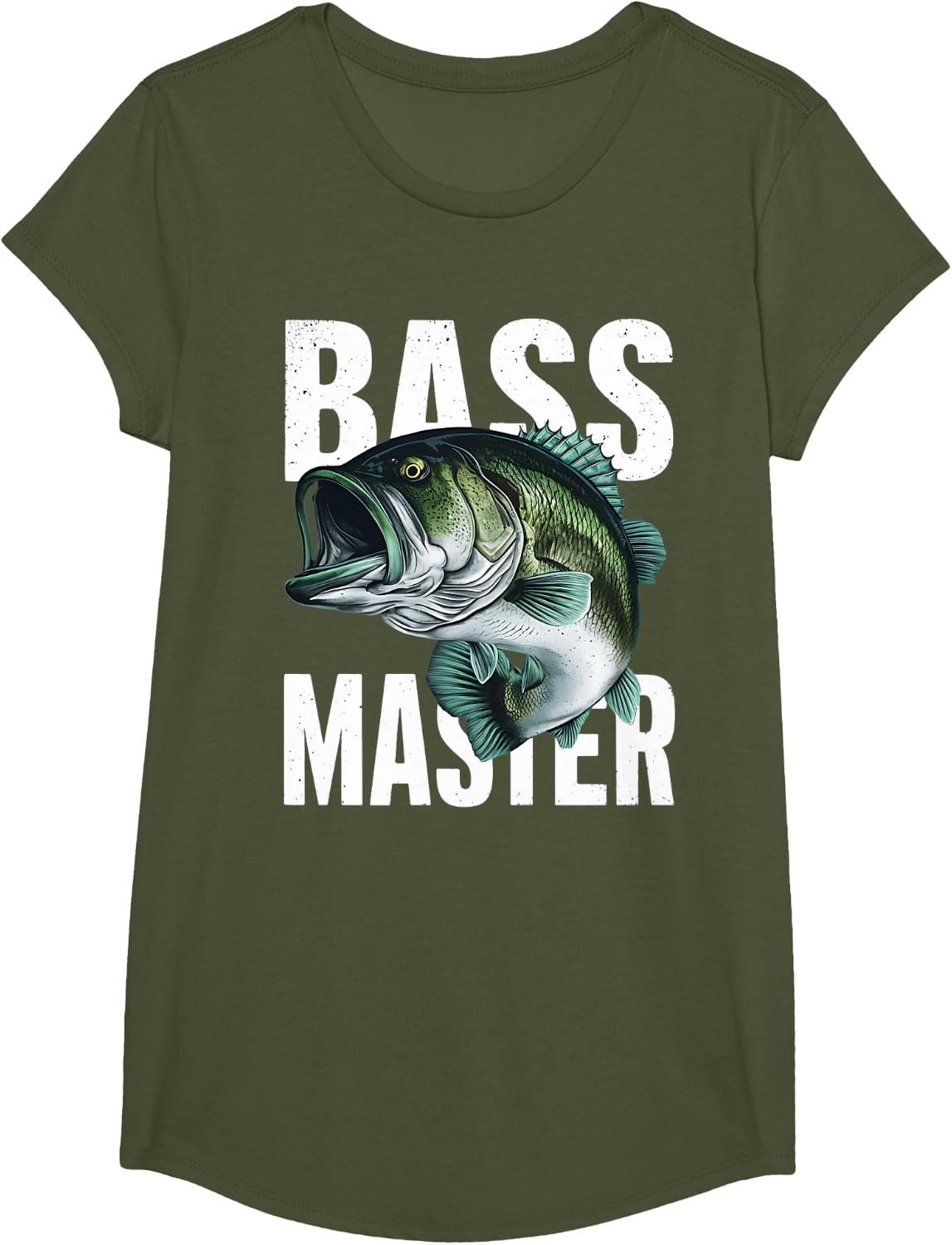 Bass Master Intricate Largemouth Bass Fishing Tees T-Shirts for Men - Girls Olive Green