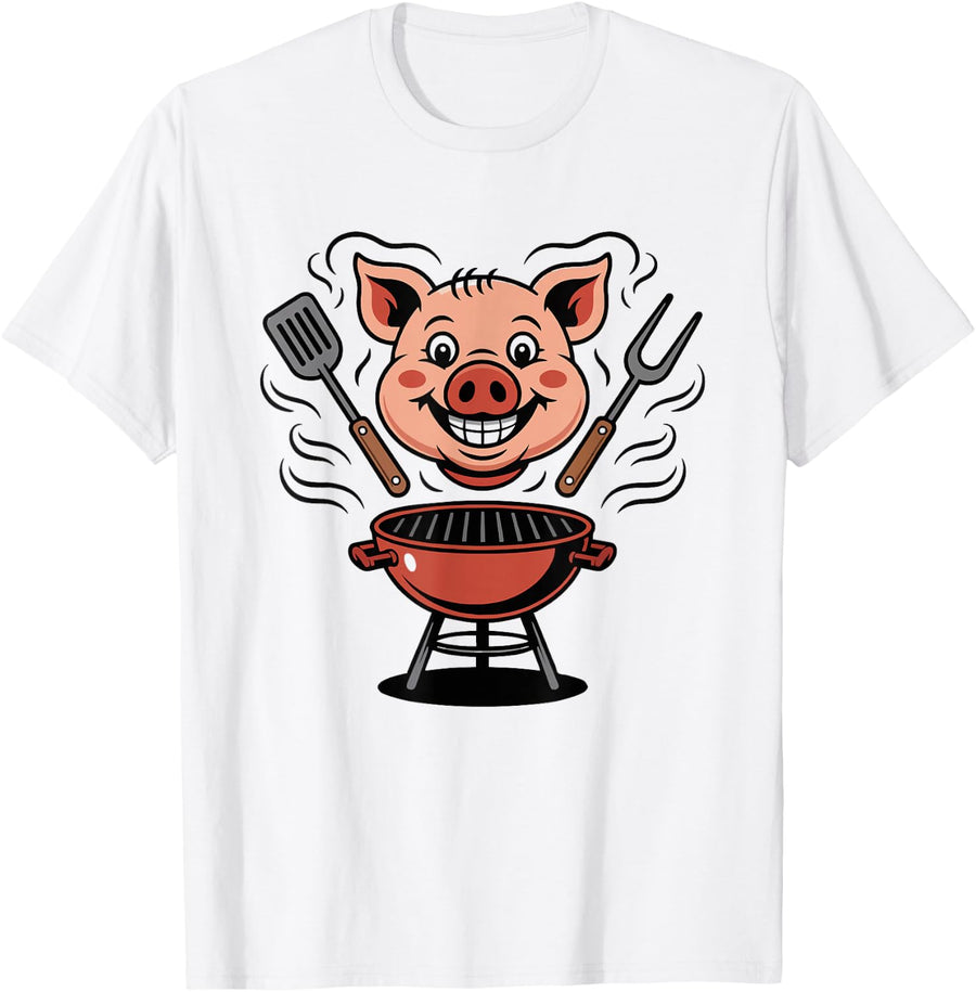 Whole Hog Roast Family Tradition Backyard Pig Spit T-Shirt - White
