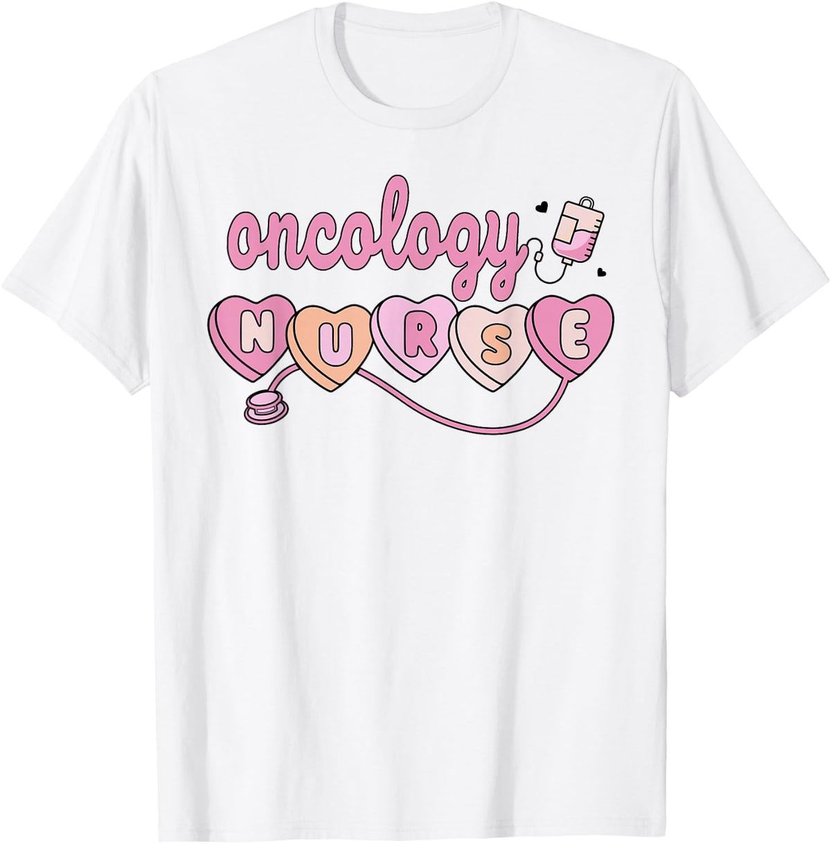 Oncology Nurse Valentines Day Hem Onc Doula Cupid Hearts T-Shirt - White