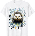 Hedgehog Animal Abstract Zoo Geometric Portrait T-Shirt - White