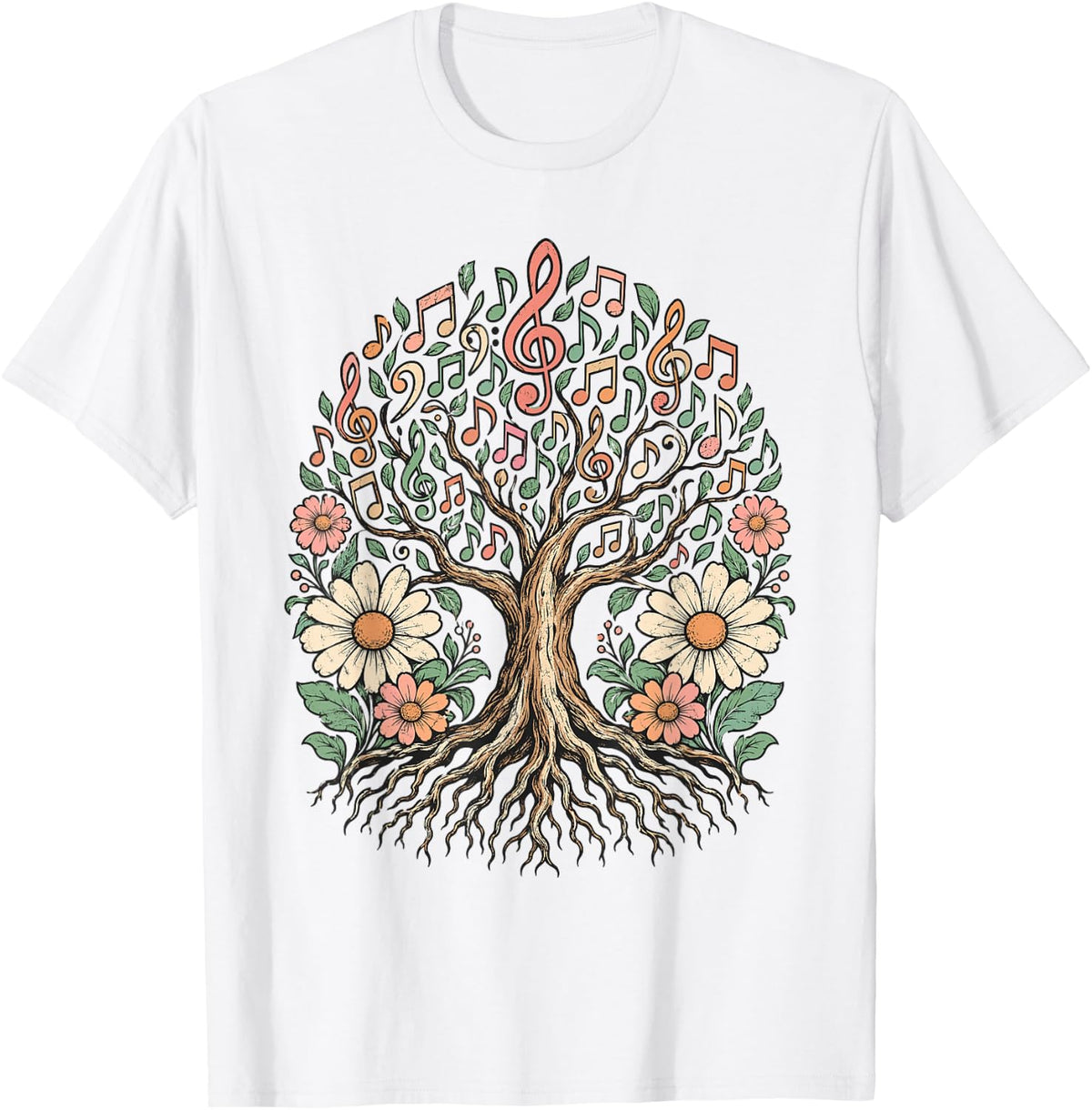 Music Note Tree Musician Music Teacher T-Shirt - White