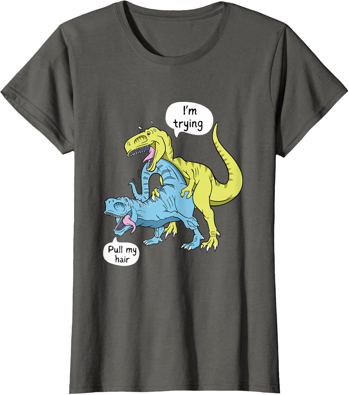 Funny Valentines Day Shirt For Him T-Rex Naughty Roargasm T-Shirt - Asphalt Grey