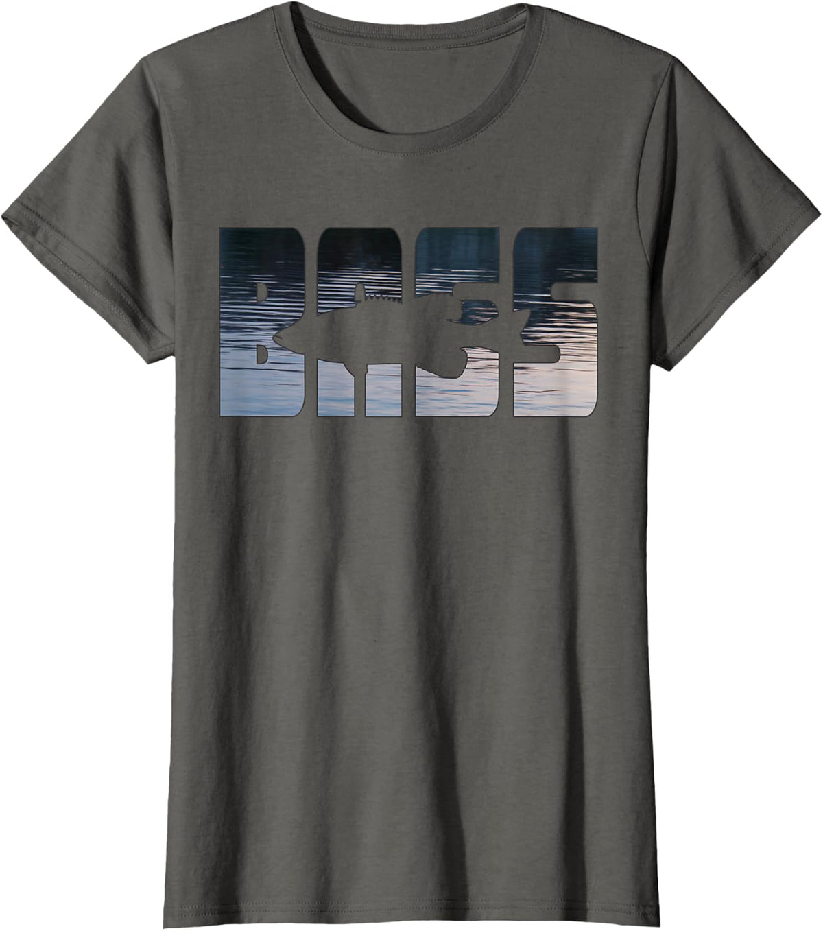 Bass Fishing Lake Scene Bass Angler T-Shirt - Asphalt Grey
