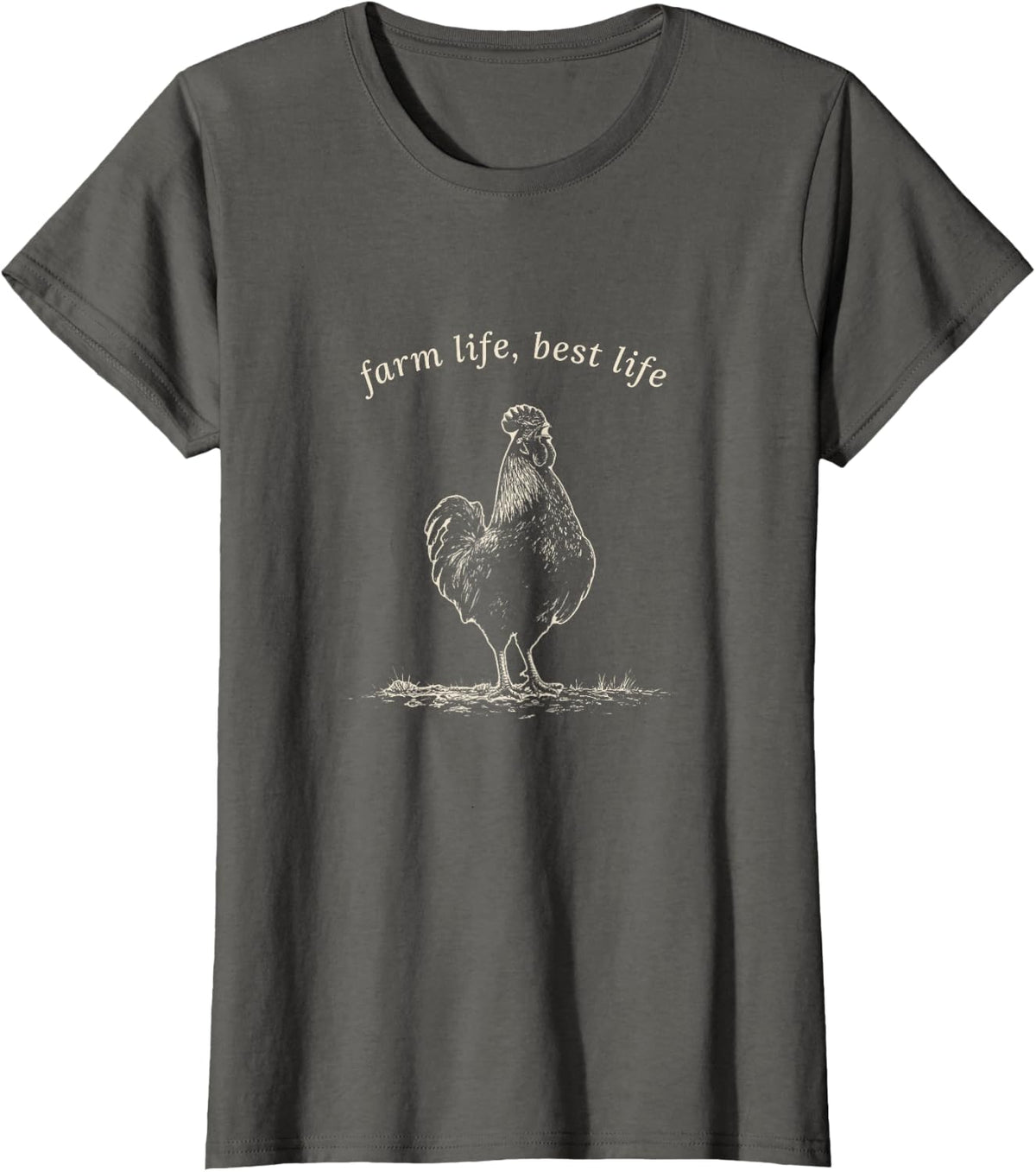 Farm Life Best Life Vintage Rooster Chicken Lover T-Shirt - Asphalt Grey