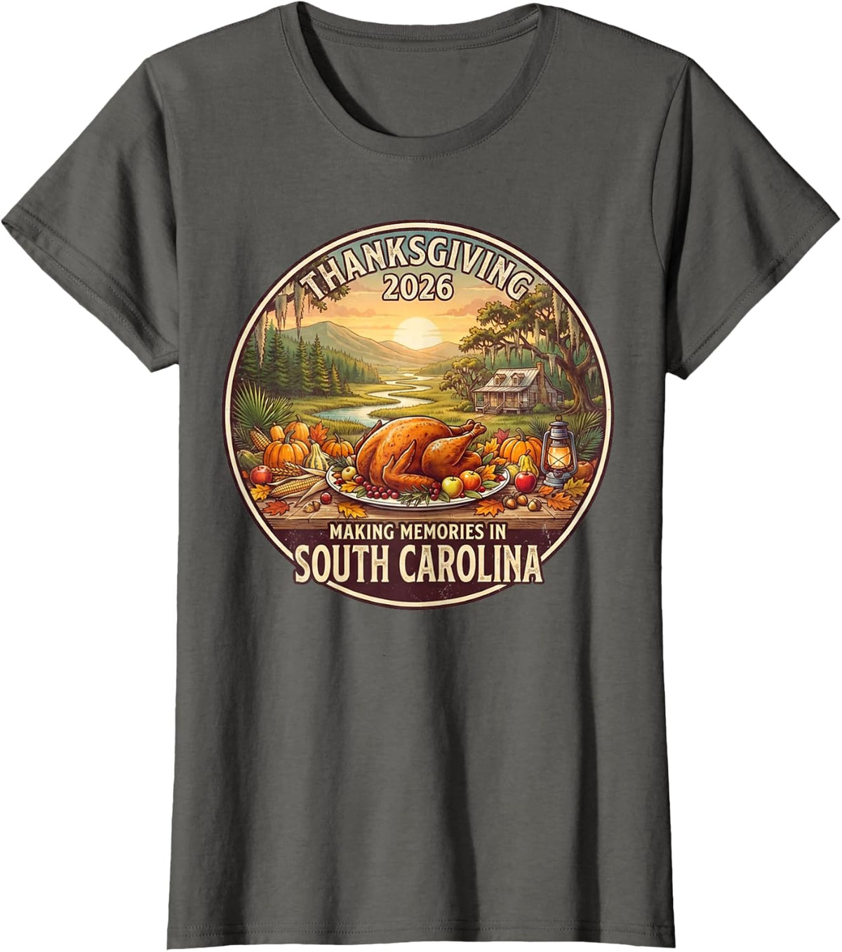 South Carolina Thanksgiving 2026 Family Vacation Reunion T-Shirt - Asphalt Grey