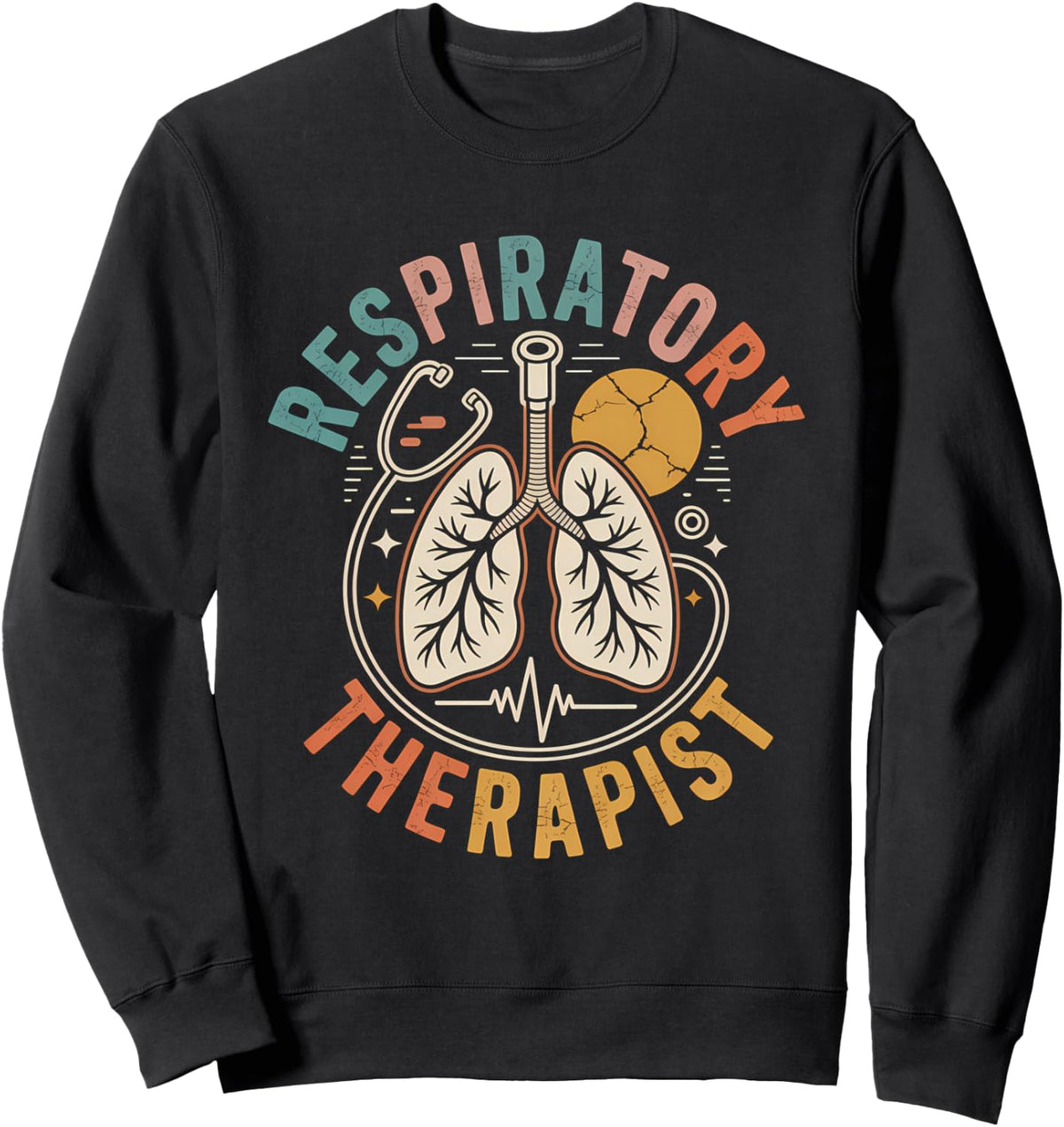Respiratory Therapist Retro Sunset Lung Care Sweatshirt - Adult Unisex Black