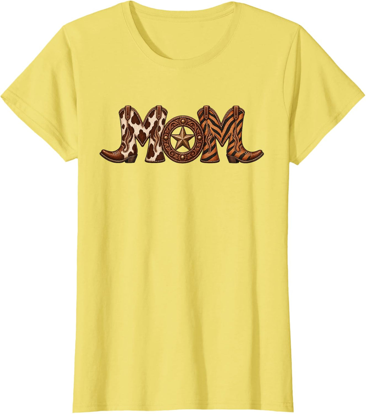 Women's Western Mom Cowgirl Boots Rodeo Country Birthday T-Shirt - Lemon Yellow