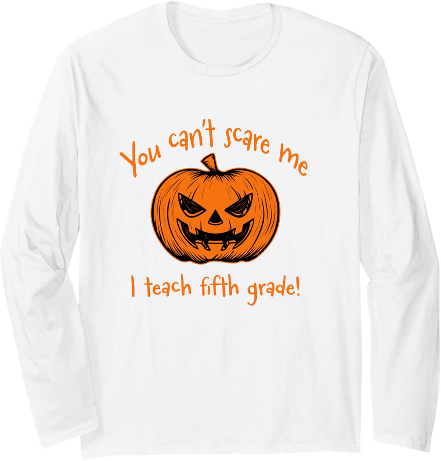 Funny Halloween Teacher Fifth Grade Long Sleeve T-Shirt - Adult Unisex White