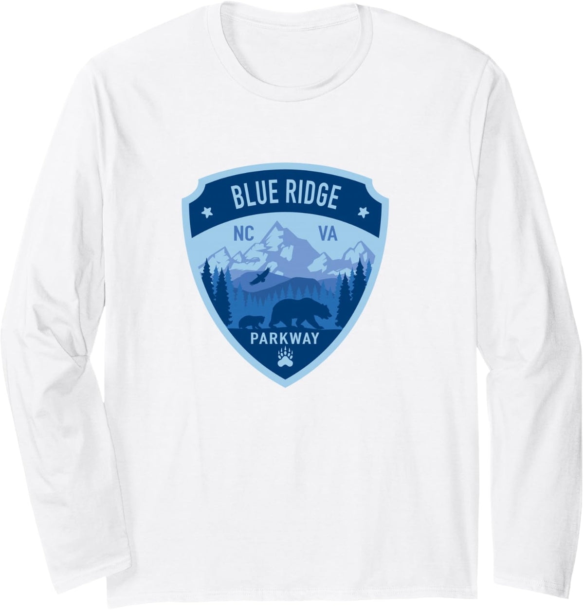 Blue Ridge Parkway NC and VA Design Long Sleeve T-Shirt - Adult Unisex White