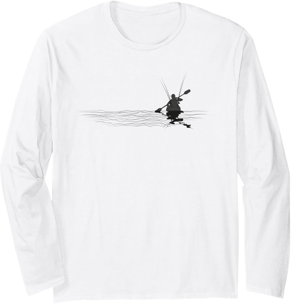 Kayak Fishing Kayaker Angler Kayaking Fisherman Graphic Long Sleeve T-Shirt - Adult Unisex White