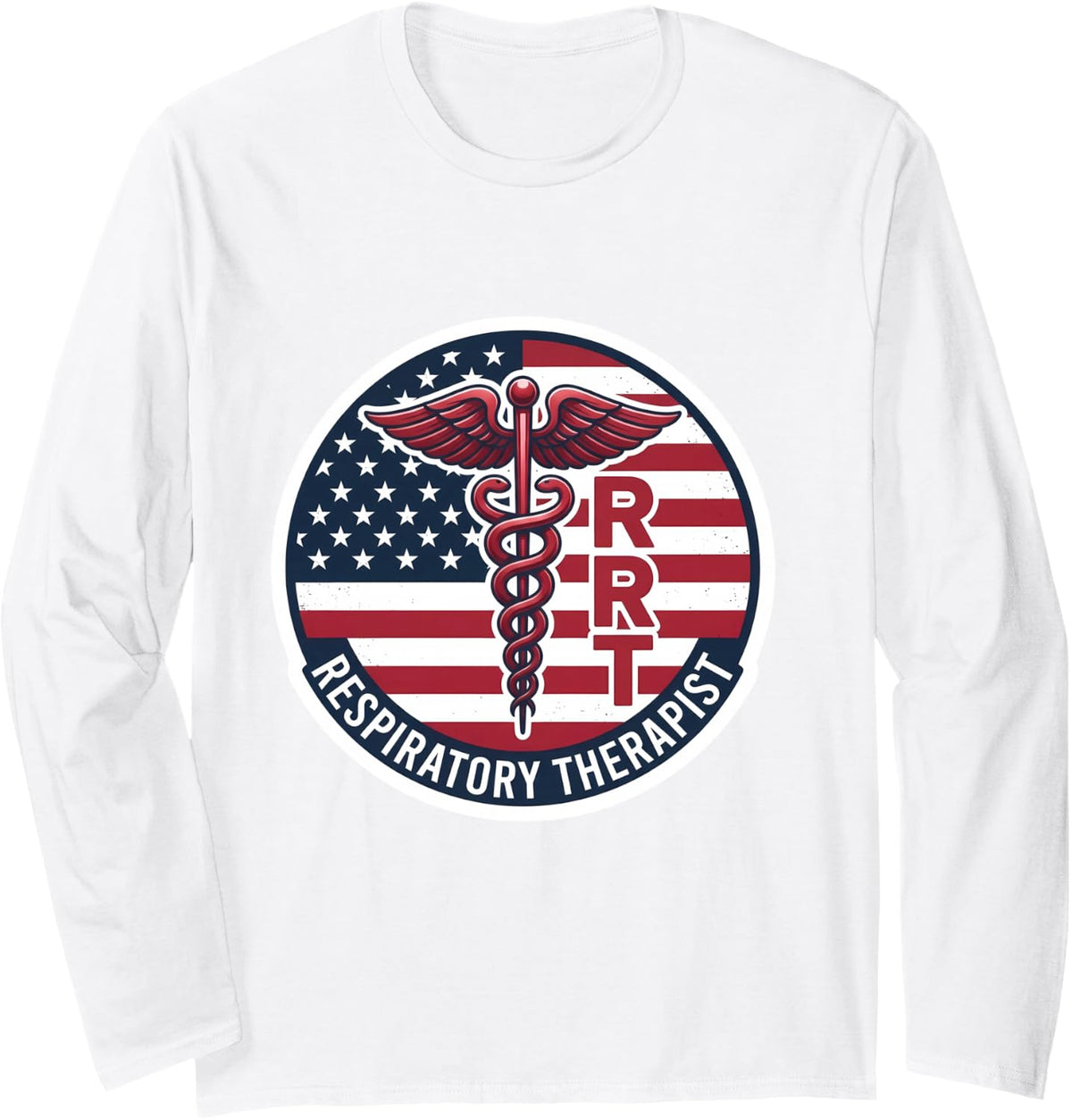 American Respiratory Therapist Pulmonary Care Lungs RRT USA Long Sleeve T-Shirt - Adult Unisex White
