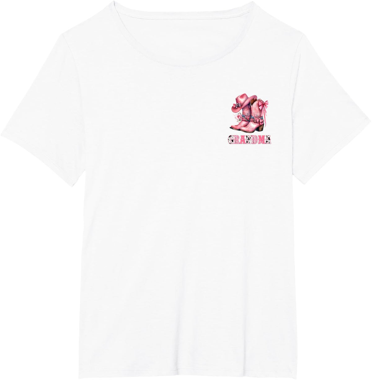Grandma 1st First Birthday Cowgirl Pink Bow Rodeo Western T-Shirt - White