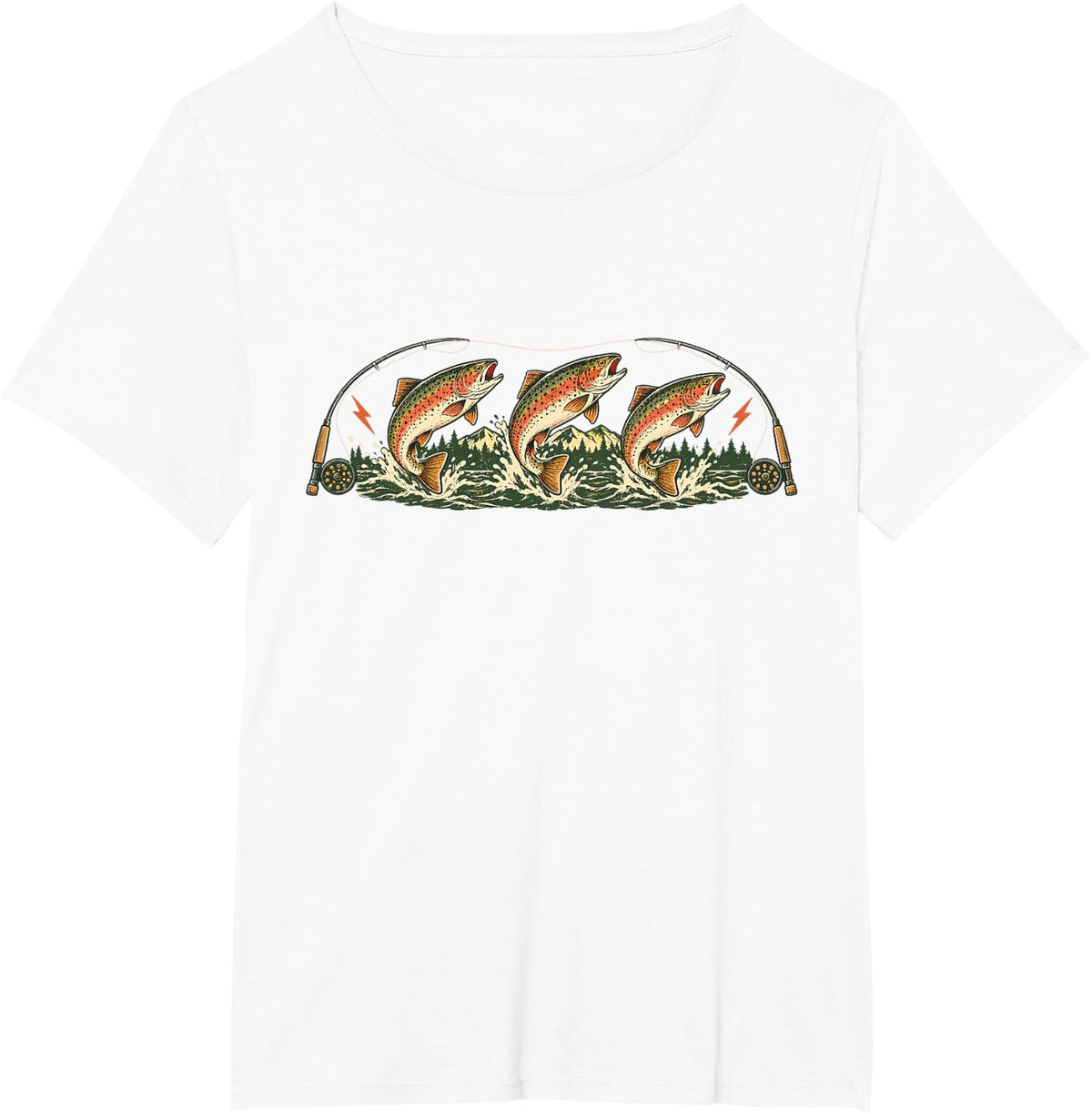 Fly Rod Fishing - Rainbow Trout T-Shirt - White