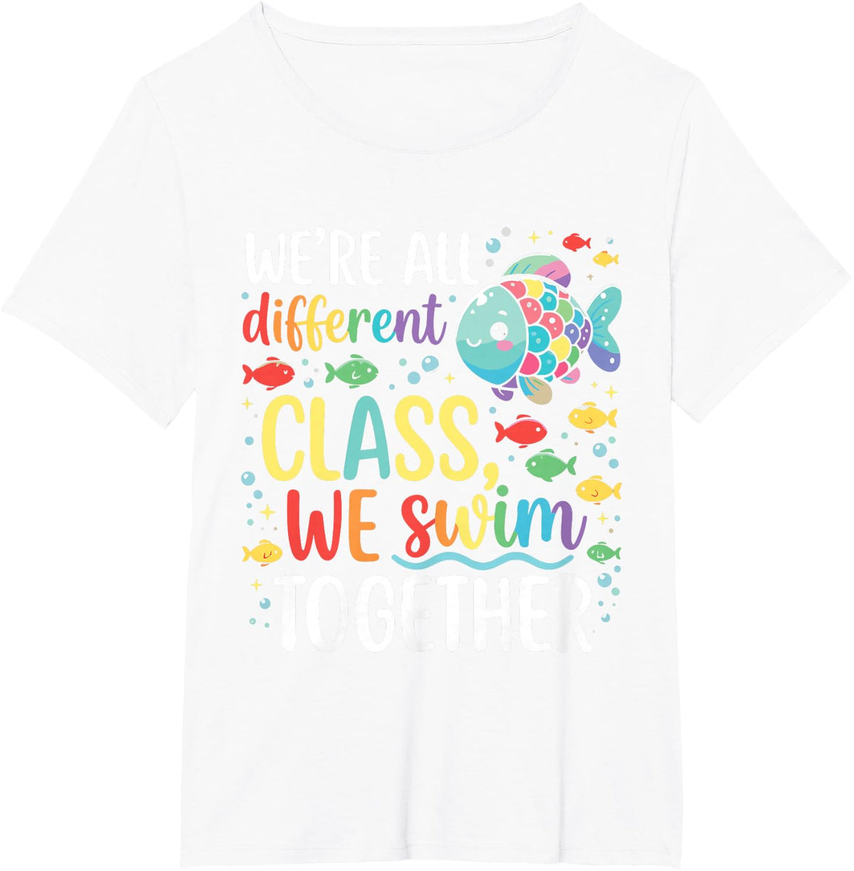 Different Class We Swim Together Autism Fish Kids T-Shirt - White