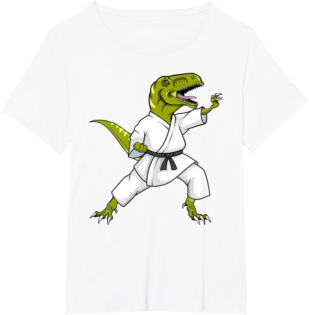 Funny Karatesaurus T-Rex Dinosaur Karate Samurai Design T-Shirt - White