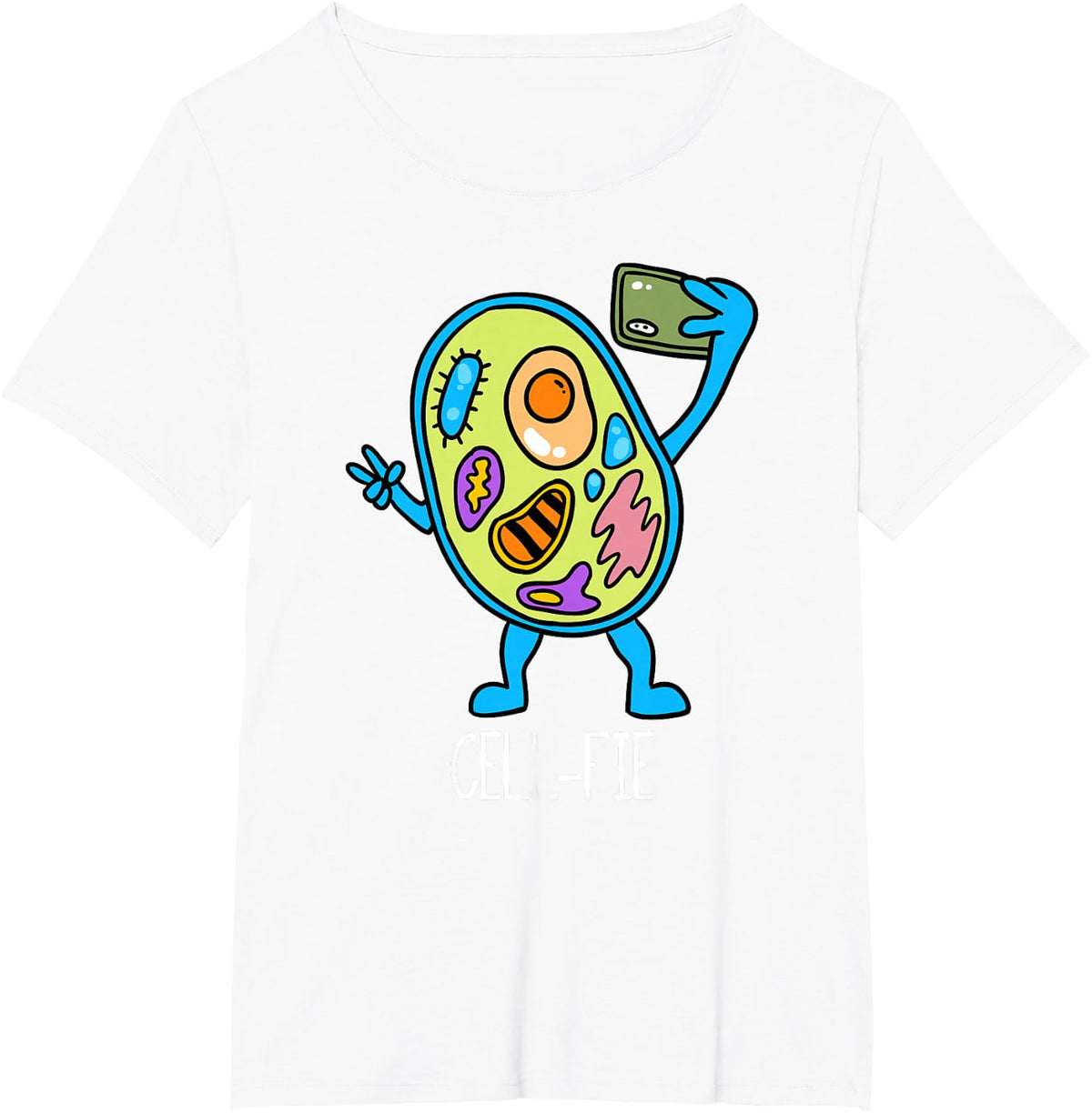 Cell Fie Funny Cellfie Selfie Biology Science Teacher T-Shirt - White