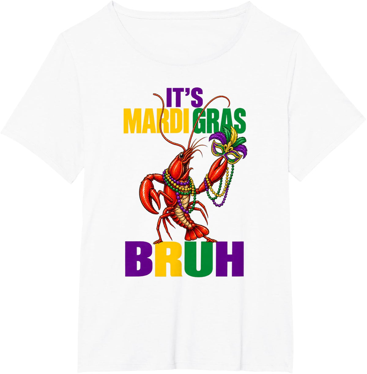 It's Mardi Gras Bruh Crawfish Mask Humor Kids T-Shirt - White