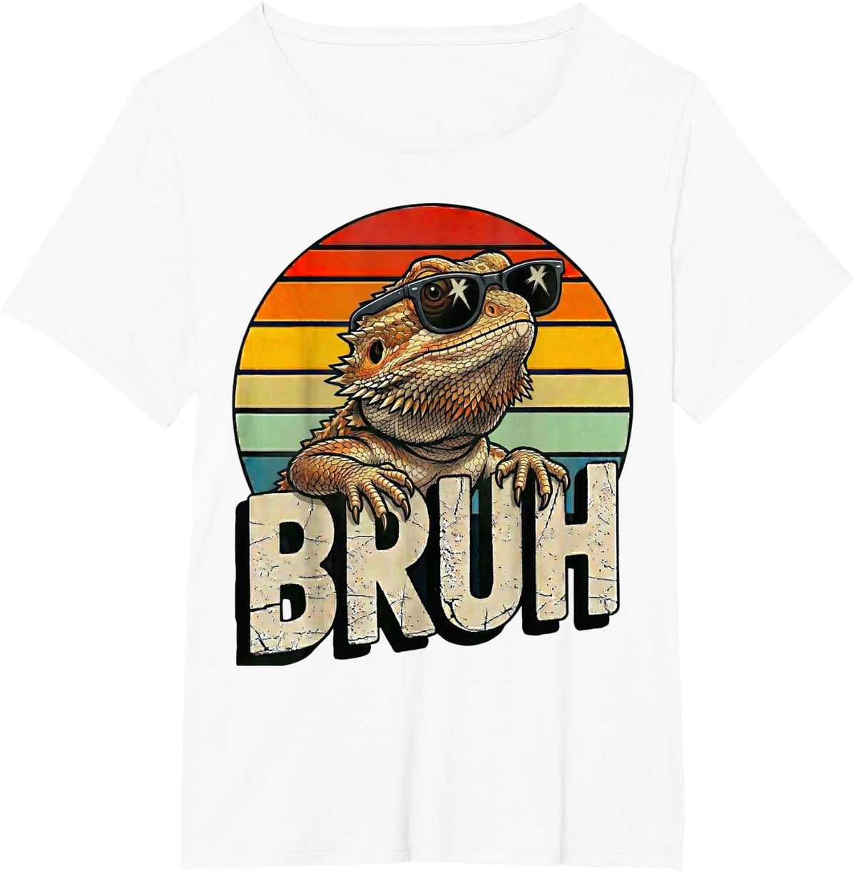 Mens Boys Bro Retro Tiny Dinosaur Bruh Bearded Dragon Lover T-Shirt - White