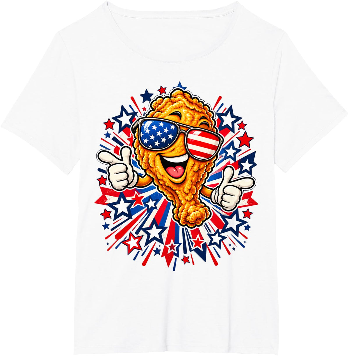 Nashville Chicken Sunglasses American Flag Funny 4th of July T-Shirt - White