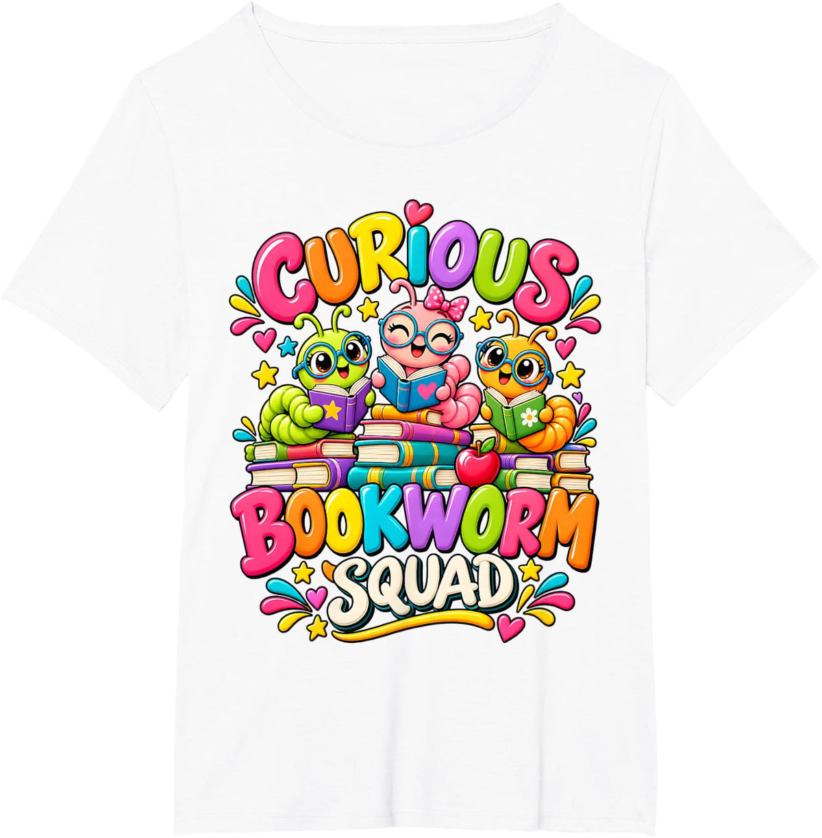 Curious Bookworm Squad Cute Reading Book Lover T-Shirt - White