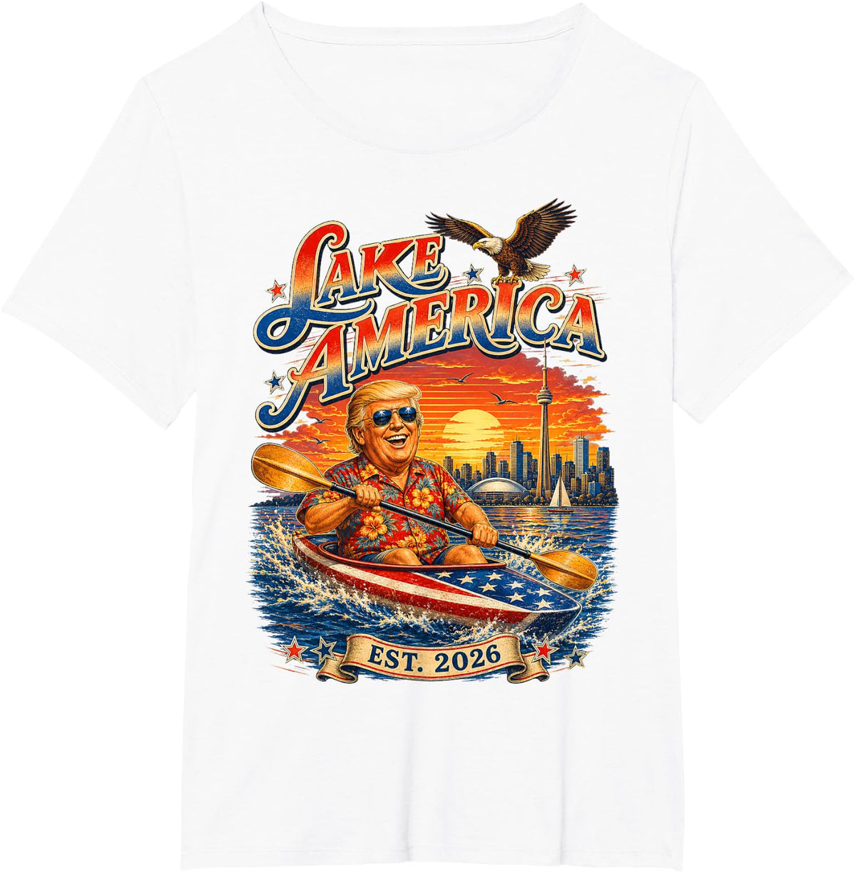 Lake America Est 2026 Vintage Lake America Trump T-Shirt - White