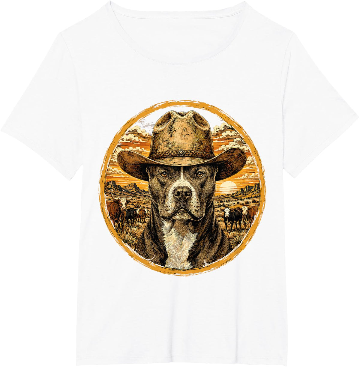 Pit Bulls Cowboy Western Dog Dad Ranch Rodeo Farmer Mom Joke T-Shirt - White