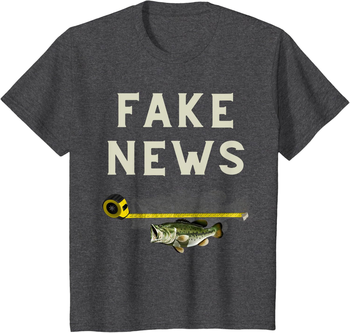 Funny Fake News large mouth bass fishing design T-Shirt - Dark Heather Grey