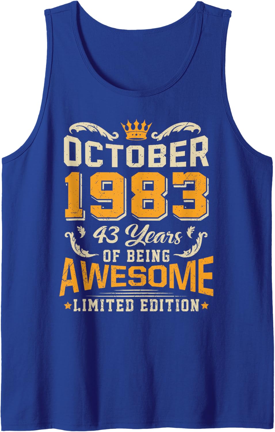 October 1983 Vintage 43 Years Awesome 43rd Birthday Sleeveless Tank Top - Royal Blue