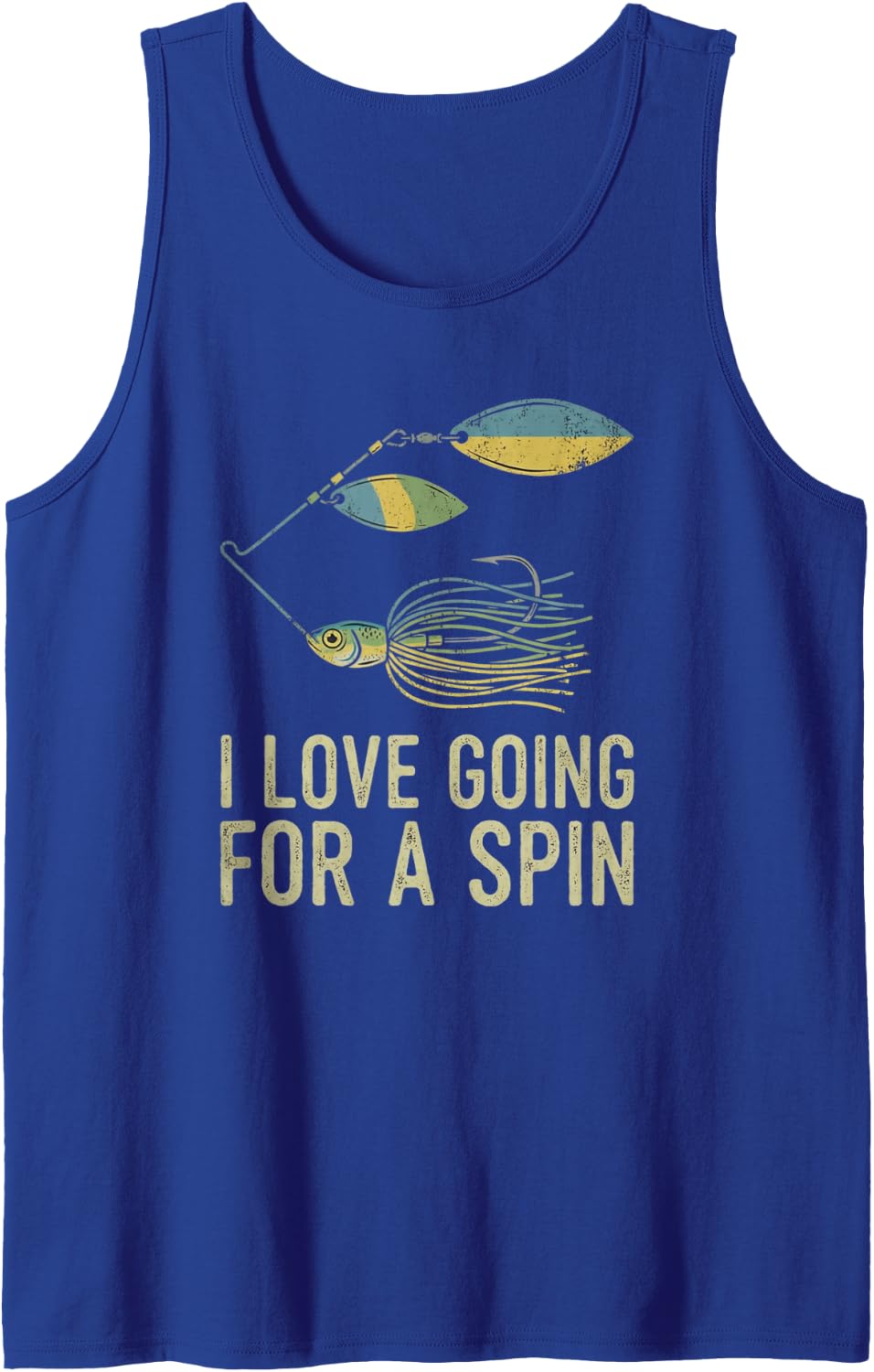 I Like Going for A Spin Funny Bass Fishing Spinner Bait Sleeveless Tank Top - Royal Blue