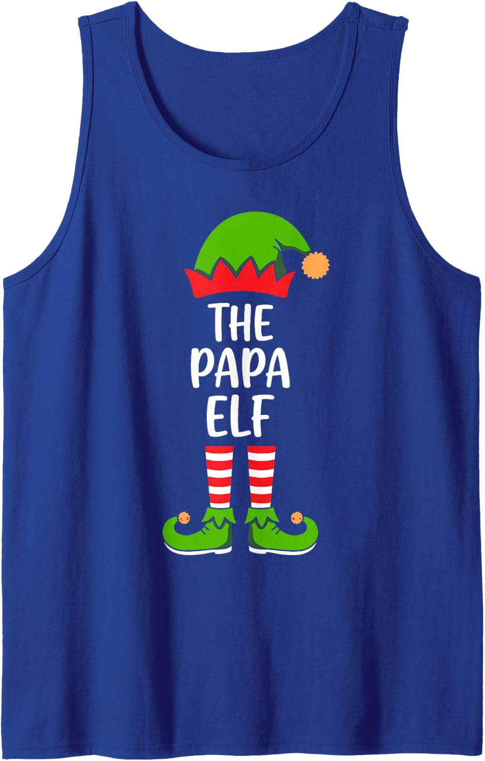 The Papa Elf Funny Santa's Helper Matching Christmas Sleeveless Tank Top - Royal Blue