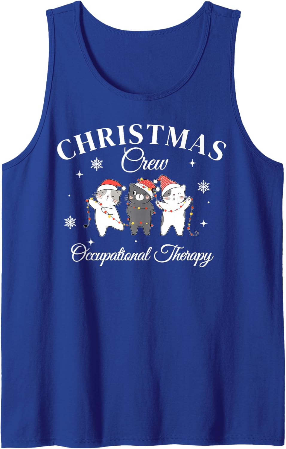 Christmas Crew Occupational Therapy Cat OT Sped Teacher Sleeveless Tank Top - Royal Blue