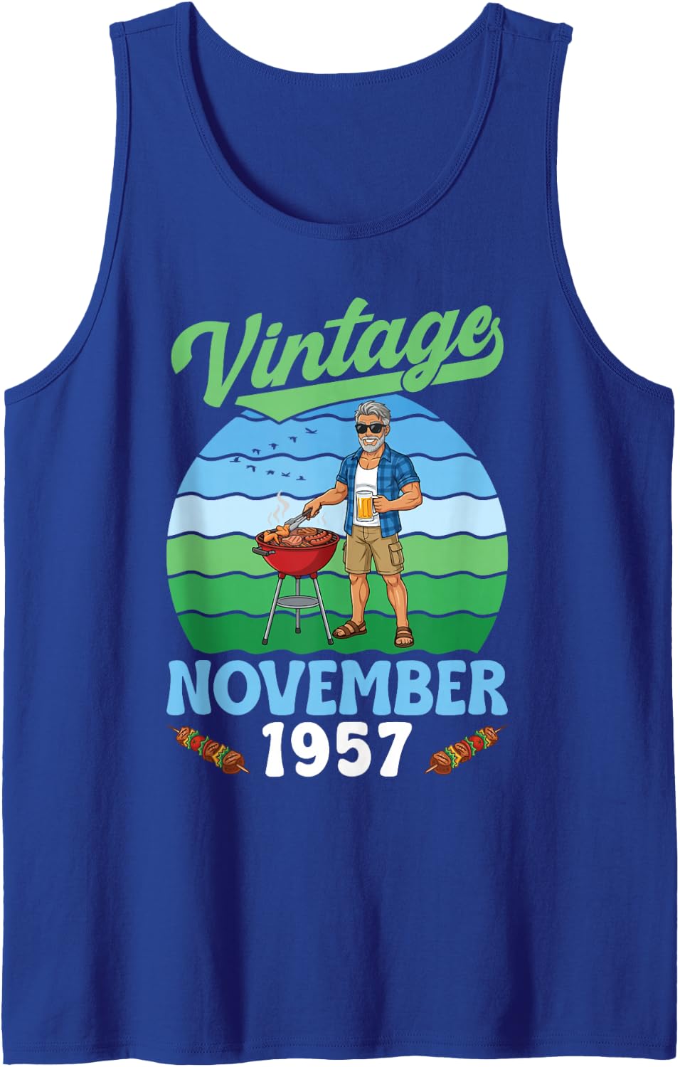 Vintage in November 1957 Happy Birthday 69 Years Old to Me Sleeveless Tank Top - Royal Blue