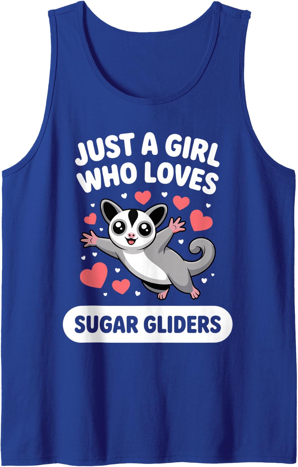 Sugar Glider Art for Girls Women Gliding Animal Sugar Glider Sleeveless Tank Top - Royal Blue