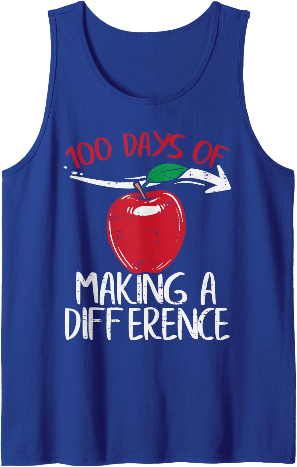 100 Days of Difference Apple 100th Day School Teacher Sleeveless Tank Top - Royal Blue