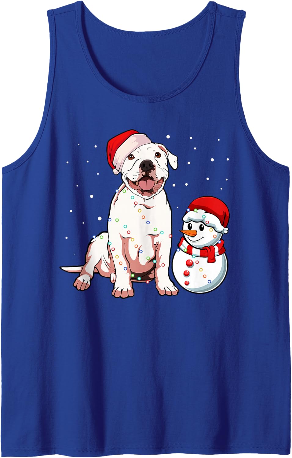 Pitbull Santa Hat Christmas Pajama Cute Dog Snow-man X-Mas Sleeveless Tank Top - Royal Blue