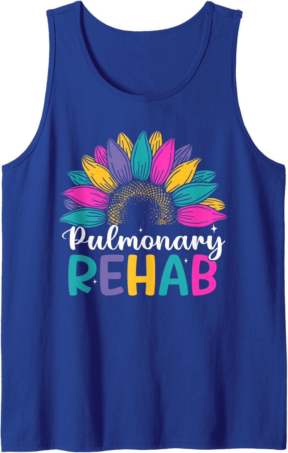 Respiratory Therapist Pulmonary Rehab Rehabilitation Flower Sleeveless Tank Top - Royal Blue