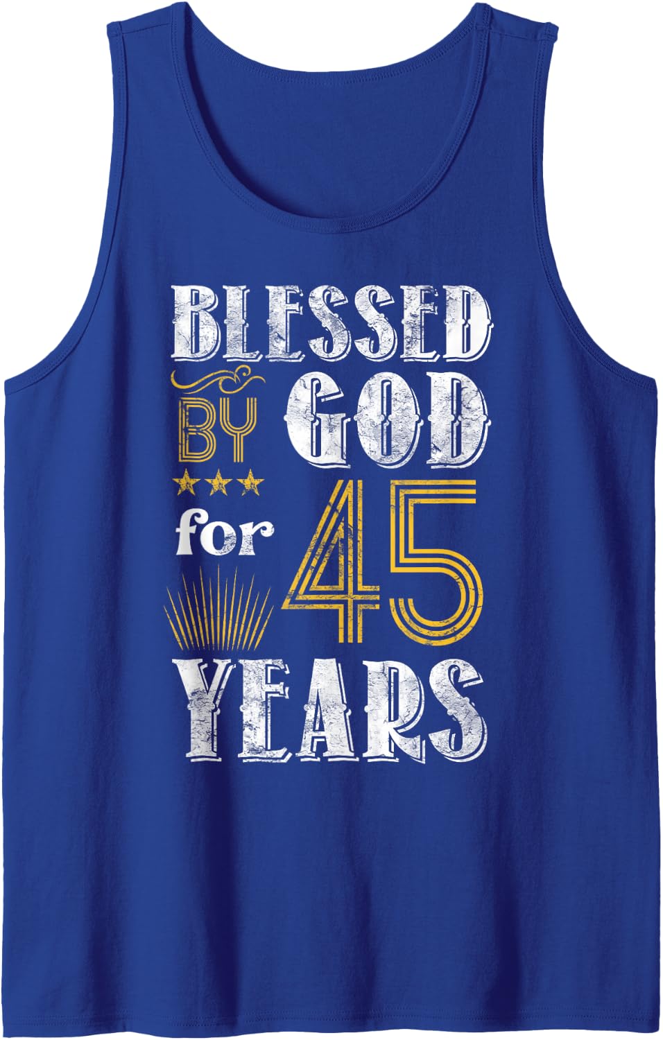 Vintage Blessed by God for 45 Year Old Birthday 45th Sleeveless Tank Top - Royal Blue